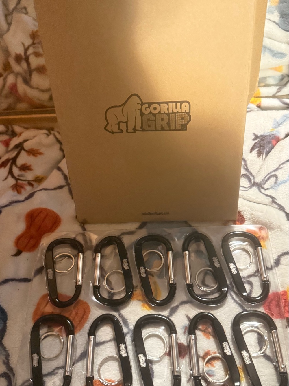 Gorilla Grip Black Carabiner Key Rings - 10 Pack